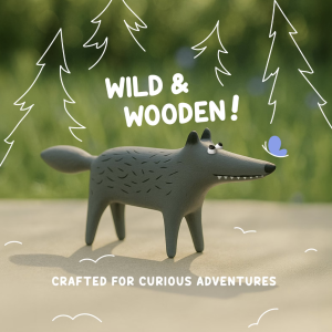Handcrafted Wooden Wolf Toy Figurine: Unique and Eco-Friendly Gift for Kids
